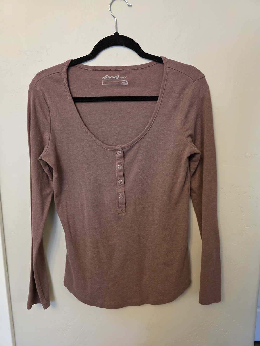 Eddie Bauer Long-Sleeve Henley Top — Dusty Rose